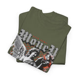 Money Bright Unisex Heavy Cotton Tee Angel Statue Graphic Gothic Streetwear Red Neon Aesthetic Artistic Fashion Statement T Shirt