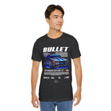 Bullet Blue Street Racing Artwork Unisex Heavy Cotton Tee High Performance Inspired Graphic Shirt For Car Lovers And Urban Streetwear Fans