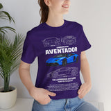 Aventador Blue Hypercar Blueprint Unisex Heavy Cotton Tee High Performance Streetwear Design for Car Enthusiasts Racers and Speed Lovers