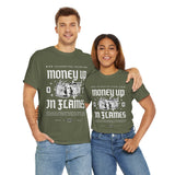 Money Up In Flames Unisex Heavy Cotton Tee Graphic T Shirt Black Streetwear Bold Money Graphic Fire Design Hustler Entrepreneur Alpha Mindset Wealth Fashion