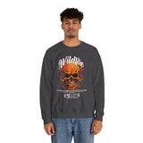 Wildfire Skull Flames Unisex Heavy Blend Crewneck Sweatshirt Gothic Inferno Graphic Bold Streetwear Motivational Statement Pullover