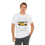 Yellow High Performance Sports Coupe Blueprint Art Unisex Heavy Cotton Tee Premium Streetwear For Car Enthusiasts Gearheads And Collectors