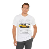 Yellow High Performance Sports Coupe Blueprint Art Unisex Heavy Cotton Tee Premium Streetwear For Car Enthusiasts Gearheads And Collectors