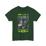 The Charmer Unisex Heavy Cotton Tee Futuristic Butterfly Graphic Streetwear Neon Cyber Aesthetic Artistic Fashion Statement T Shirt