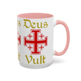 Deus Vult Accent Coffee Mug 11oz 15oz Red Cross Knight Crusader Ceramic Cup Bold Medieval Design Christian Symbol Faith Inspired Coffee Tea Gift Drinkware