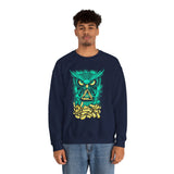 The Watcher Owl All Seeing Wisdom Unisex Heavy Blend Crewneck Sweatshirt Neon Mystic Streetwear Sweatshirt With Geometric Owl Symbol Futuristic Glow Design For Visionaries Creators And Spiritual...