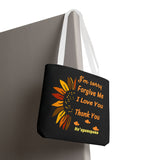 Sunflower Ho'oponopono Tote Bag Hawaiian Healing Prayer Design Spiritual Positivity Canvas Bag Mindfulness Reusable Durable Eco Friendly Shopping Tote