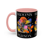 Blooms Person Accent Coffee Mug 11oz 15oz Abstract Floral Head Artistic Colorful Modern Creative Design Black White Ceramic Tea Cup Streetwear Inspired Artistic Fashion Drinkware