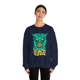 The Watcher Owl All Seeing Wisdom Unisex Heavy Blend Crewneck Sweatshirt Neon Mystic Streetwear Sweatshirt With Geometric Owl Symbol Futuristic Glow Design For Visionaries Creators And Spiritual...