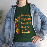 Unisex Ho’oponopono Sunflower T Shirt Healing Affirmation Tee Spiritual Gratitude Mindfulness Inspired Positive Energy Heavy Cotton Graphic Top