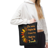 Sunflower Ho'oponopono Tote Bag Hawaiian Healing Prayer Design Spiritual Positivity Canvas Bag Mindfulness Reusable Durable Eco Friendly Shopping Tote