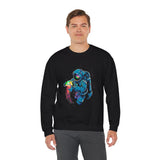 Galactic Dream Astronaut Neon Art Unisex Heavy Blend Crewneck Sweatshirt Vibrant Cosmic Streetwear Pullover Futuristic Space Design Soft Fleece Warm Comfortable Everyday Wear Perfect Gift for Sci Fi...