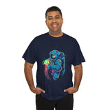 Galactic Dream Astronaut Neon Art Unisex Heavy Cotton Tee Bold Cosmic Streetwear Graphic T Shirt Vibrant Space Design Comfortable Classic Fit Everyday Wear Perfect Gift for Sci Fi Lovers and Creative Minds