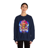 Flaming Pirate Skull Unisex Heavy Blend Crewneck Sweatshirt Fiery Gothic Nautical Streetwear Pullover Skull And Anchor Design For Bikers Artists Gamers And Rebel Souls