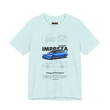 Blue Rally Inspired Performance Sedan Artwork Unisex Heavy Cotton Tee High Speed Streetwear Graphic Shirt For Car Enthusiasts And Automotive Art Lovers