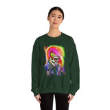 Calavera Punk Skull Unisex Heavy Blend Sweatshirt Neon Gothic Streetwear Pullover Vibrant Rock Rebel Design For Punk Concerts Halloween Parties Tattoo Culture And Alternative Fashion Lovers