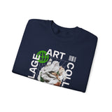 Collage Art Unisex Heavy Blend Crewneck Sweatshirt Graphic Pullover Black Abstract Modern Nature Inspired Futuristic Streetwear Creative Artistic Fashion Outfit
