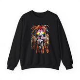 Rasta Lion Unisex Heavy Blend Crewneck Sweatshirt Reggae Inspired Bold Artistic Lion Headphones Design Jamaican Streetwear Symbol of Strength Rhythm and Chill Freedom by KLASSORO