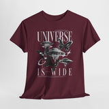 Universe Is Wide Graphic Unisex Heavy Cotton Tee Cosmic Galaxy Butterfly Space Streetwear T Shirt