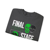 Final Stage Unisex Heavy Blend Crewneck Sweatshirt Graphic Pullover Black Skull Neon Green Streetwear Futuristic Cyberpunk Bold Artistic Fashion Outfit