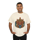 Unisex Balinese Barong Mask Graphic T Shirt Mythical Cultural Warrior Spirit Inspired Tee Tribal Festival Art Streetwear Heavy Cotton Top