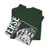 Universe Beyond The Cosmos Unisex Heavy Cotton Tee Graphic Black T Shirt Skeleton Hand Space Infinity Streetwear Futuristic Sci Fi Artistic Fashion Outfit