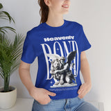 Heavenly Bond Unisex Jersey Short Sleeve Tee Graphic Black T Shirt Angel And Lion Statue Artistic Spiritual Streetwear Bold Futuristic Fashion Outfit