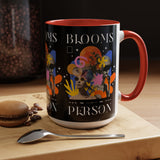 Blooms Person Accent Coffee Mug 11oz 15oz Abstract Floral Head Artistic Colorful Modern Creative Design Black White Ceramic Tea Cup Streetwear Inspired Artistic Fashion Drinkware