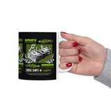 Money Power Ceramic Mug Dollar Stack Neon Green Graphic Hustle Mindset Streetwear Motivational Coffee Tea Cup