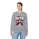 Faith Over Fear Jesus Crown Of Thorns Unisex Heavy Blend Crewneck Sweatshirt Christian Graphic Bold Religious Streetwear Motivational Bible Verse Pullover