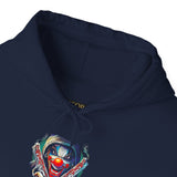 Fearless Grin Street Clown Hoodie Bold Urban Graphic Sweatshirt Powerful Streetwear Art Design For Confidence Energy And Hustler Mindset