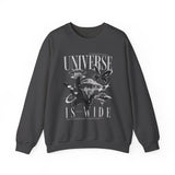 Universe Is Wide Unisex Heavy Blend Crewneck Sweatshirt Cosmic Galaxy Butterfly Space Aesthetic Graphic Pullover