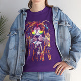 Rasta Lion Unisex Heavy Cotton Tee Bold Reggae Vibes Artistic Lion Headphones Design Cool Jamaican Streetwear Graphic TShirt Symbol of Strength Music and Freedom by KLASSORO