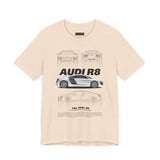 White Mid Engine Sports Coupe Blueprint Artwork Unisex Heavy Cotton Tee High Performance Inspired Streetwear Graphic Shirt For Car Enthusiasts And Automotive Art Fans