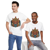 Unisex Balinese Barong Mask Graphic T Shirt Mythical Cultural Warrior Spirit Inspired Tee Tribal Festival Art Streetwear Heavy Cotton Top