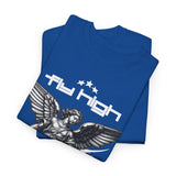Fly High Angel Design Unisex Heavy Cotton Tee Streetwear Graphic T Shirt Spiritual Guardian Winged Warrior Style