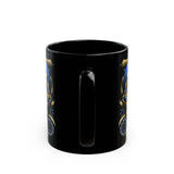 Eye Of Eternity Mug Egyptian Owl Pharaoh Design Gold And Blue Ceramic Mug Spiritual Morning Energy Cup For Focus, Calm, And Creative Awakening