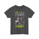The Charmer Unisex Heavy Cotton Tee Futuristic Butterfly Graphic Streetwear Neon Cyber Aesthetic Artistic Fashion Statement T Shirt