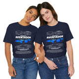 Aventador Blue Hypercar Blueprint Unisex Heavy Cotton Tee High Performance Streetwear Design for Car Enthusiasts Racers and Speed Lovers