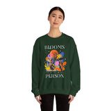 Blooms Person Unisex Heavy Blend Crewneck Sweatshirt Graphic Pullover Black Abstract Colorful Floral Head Artistic Modern Streetwear Creative Futuristic Fashion Outfit