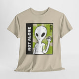 Unisex Not Alone Alien T Shirt Cartoon UFO Graphic Tee Extraterrestrial Sci Fi Space Themed Paranormal Conspiracy Inspired Streetwear Top
