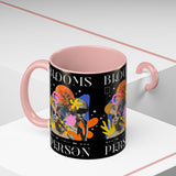 Blooms Person Accent Coffee Mug 11oz 15oz Abstract Floral Head Artistic Colorful Modern Creative Design Black White Ceramic Tea Cup Streetwear Inspired Artistic Fashion Drinkware
