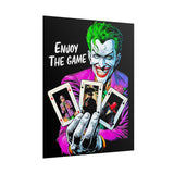 Joker Enjoy The Game Glossy Poster Bold Gothic Wall Art Dark Psychological Design Fiery Street Aesthetic Print for Risk Takers and Art Collectors