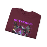 Butterfly Holographic Unisex Heavy Blend Crewneck Sweatshirt Graphic Pullover Black Streetwear Where Elegance Takes Flight Trendy Aesthetic Fashion Outfit