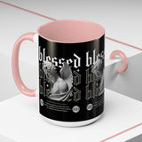 Blessed Angel Statue Graphic Accent Coffee Mug 11oz 15oz Gothic Streetwear Aesthetic Spiritual Artistic Ceramic Drinkware
