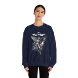 Fly High Angel Design Unisex Heavy Blend Crewneck Sweatshirt Guardian Spirit Angel Wings Spiritual Streetwear Pullover