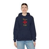 Unisex Deus Vult Hoodie Medieval Crusader Cross Heavy Blend Hooded Sweatshirt Warrior Knight Inspired Vintage Christian Symbol Streetwear