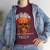 Wildfire Skull Flames Unisex Heavy Cotton Tee Gothic Inferno Graphic Bold Streetwear Motivational Statement T Shirt
