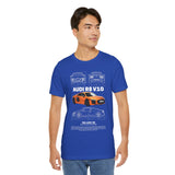 Orange Mid Engine Supercar Blueprint Artwork Unisex Heavy Cotton Tee High Performance Inspired Streetwear Graphic Shirt For Car Enthusiasts And Automotive Art Fans