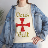 Unisex Deus Vult T Shirt Medieval Crusader Cross Graphic Tee Warrior Knight Inspired Vintage Christian Symbol Heavy Cotton Streetwear